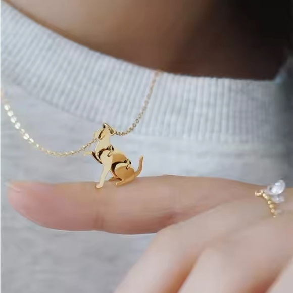 14K Gold Domestic House Cat “3 Dimensional Puzzle” Pendant Necklace - Picture 3 of 6